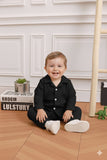 Black Wack Waffle Knit Set for Kids