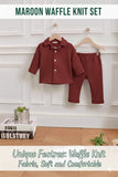 Maroon Waffle Knit Set for Kids