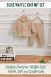 Beige Waffle Knit Set for Kids