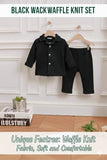 Black Wack Waffle Knit Set for Kids
