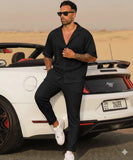 Oasis Button Down Waffle Knit Co-ord Set for Men