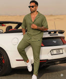 Oasis Button Down Waffle Knit Co-ord Set for Men