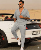 Oasis Button Down Waffle Knit Co-ord Set for Men