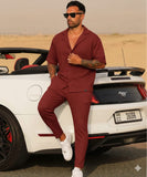 Oasis Button Down Waffle Knit Co-ord Set for Men