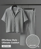 Oasis Button Down Waffle Knit Co-ord Set for Men