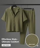 Oasis Button Down Waffle Knit Co-ord Set for Men