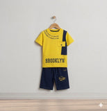 Panel Flap Round Neck Tshirt with Contrast Short for Kids