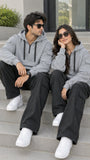 Half Zip Grey Hoodies For Couples