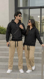 Half Zip Black Hoodies For Couples