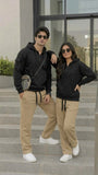 Half Zip Black Hoodies For Couples