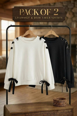 Pack of 2 Grommet & Bow Sweatshirts for Girls