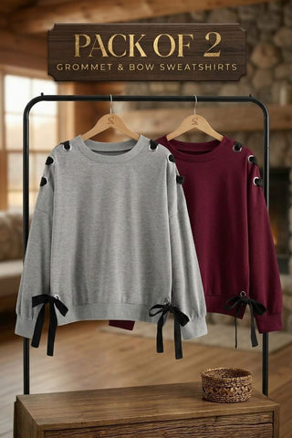 Pack of 2 Grommet & Bow Sweatshirts for Girls
