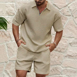 Imperial Summer Half Zip Waffle Knit Co-ord Set for Men
