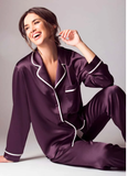 Contrast Pipin Silk Pj Set