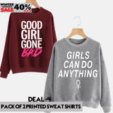 PACK OF 2 PRINTED SWEAT SHIRTS ( WINTER CLEARANCE SALE )